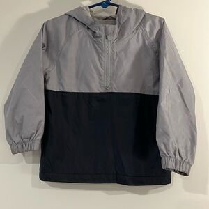 OLD NAVY Toddler 3T Gray Black Color Block Half Zip Pullover Hooded Windbreaker